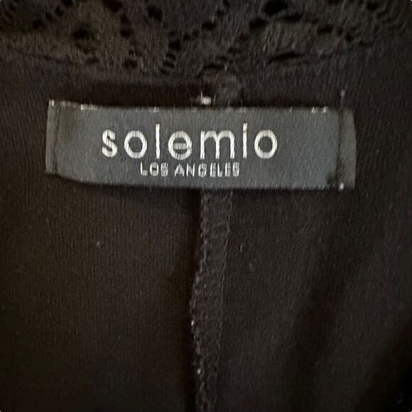 Solemio ~ Black Spaghetti Strap Maxi Dress ~ crochet knit overlay bodice ~size S - Picture 4 of 8